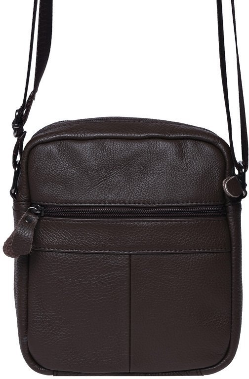 Мініатюрна чоловіча сумка темно-коричневого кольору з натуральної шкіри Borsa Leather (19380)