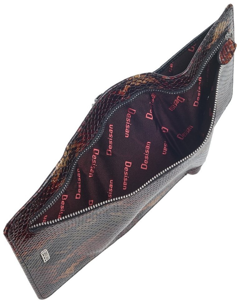 Кожаный кошелек на кнопке под рептилию для женщин Desisan 106661 разноцветный modnotak фото №4