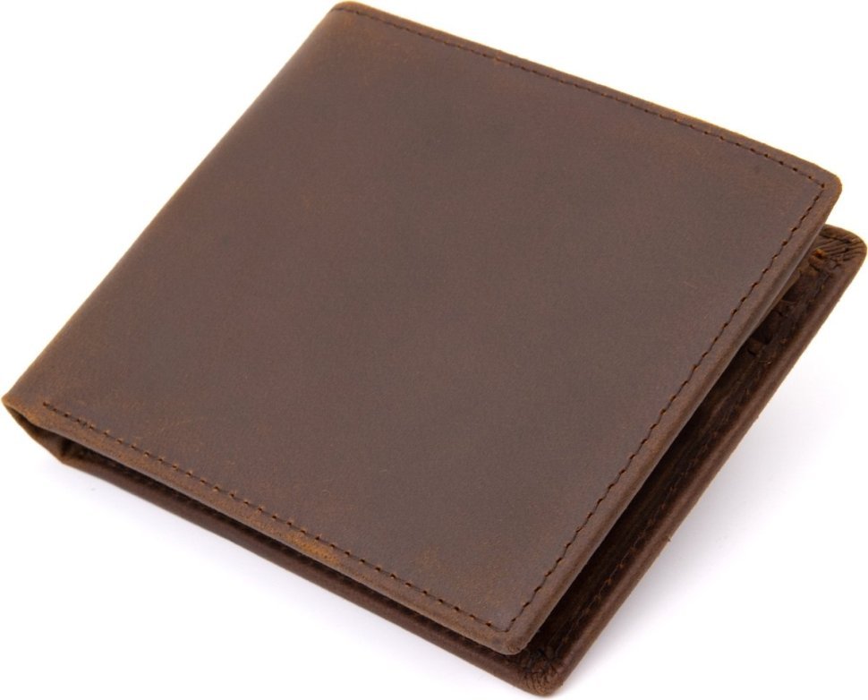 Матовое мужское портмоне коричневого цвета из натуральной кожи Vintage (2420445)