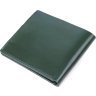 Зелений гаманець подвійної складання з гладкої шкіри з хлястиком на кнопці Shvigel (2416462) - 2