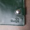 Зеленый кошелек двойного сложения из гладкой кожи с хлястиком на кнопке Shvigel (2416462) - 6