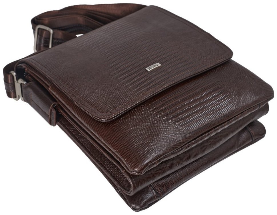 Мужская сумка планшет через плечо из натуральной кожи под рептилию DESISAN 107361 коричневого цвета фото №5 Мужская сумка планшет через плечо из натуральной кожи под рептилию DESISAN 107361 коричневого цвета modnotak фото №5