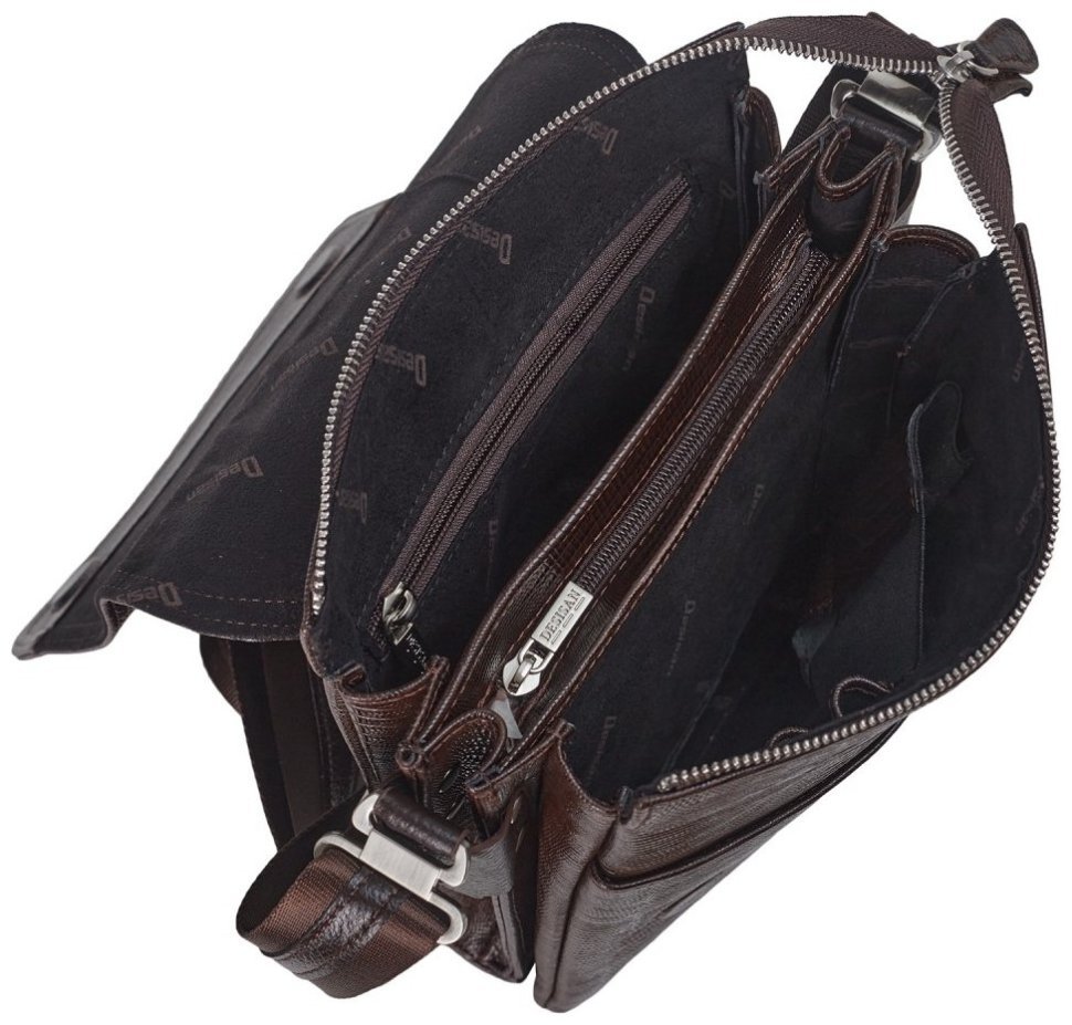 Мужская сумка планшет через плечо из натуральной кожи под рептилию DESISAN 107361 коричневого цвета фото №7 Мужская сумка планшет через плечо из натуральной кожи под рептилию DESISAN 107361 коричневого цвета modnotak фото №7