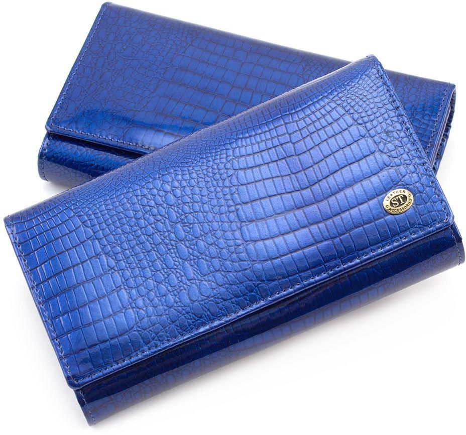 Лаковий гаманець середнього розміру на кнопці ST Leather (16291)