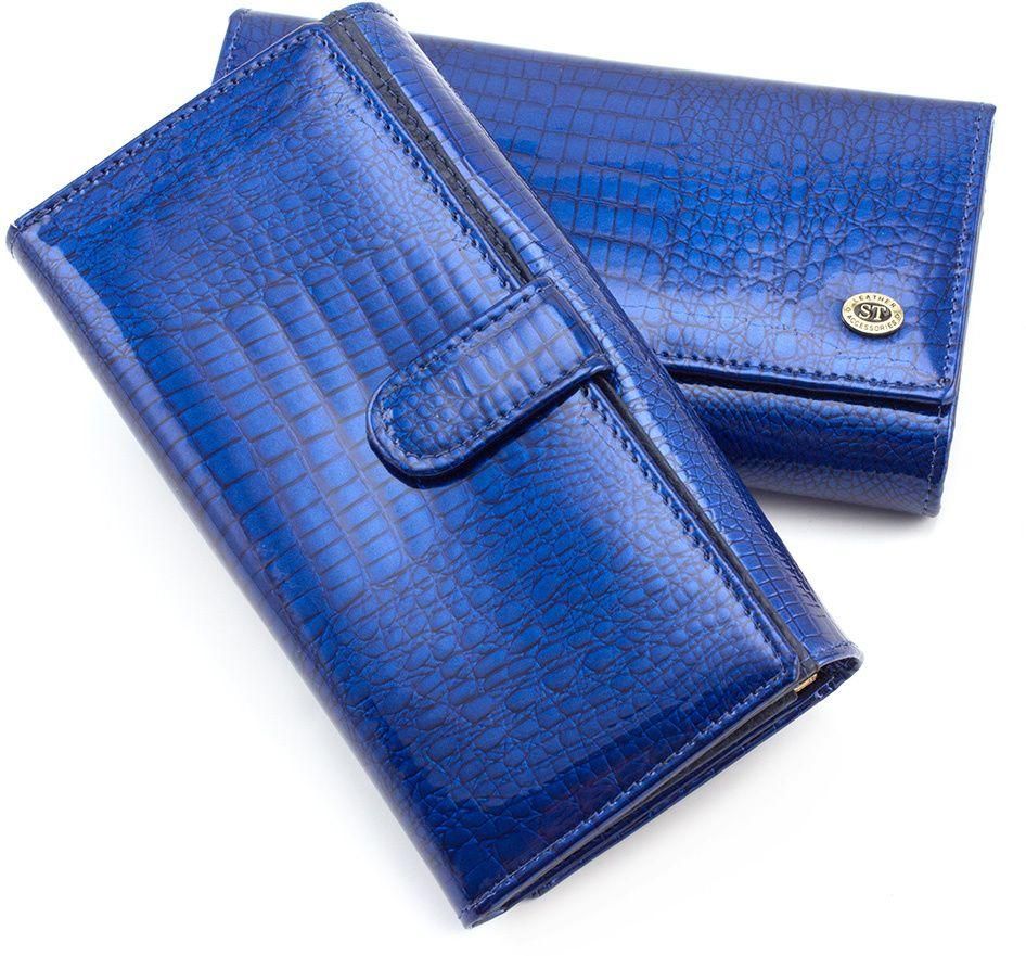 Лаковий гаманець середнього розміру на кнопці ST Leather (16291)