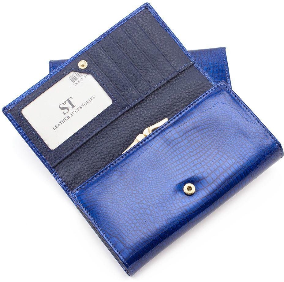 Лаковый кошелек среднего размера на кнопке ST Leather (16291)