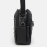 Женская кожаная сумка черного цвета с тиснением под крокодила и ручкой Keizer (22052) - 4
