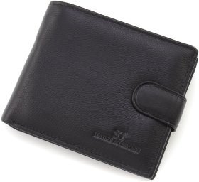 Чорне чоловіче портмоне з натуральної шкіри із блоком для карт ST Leather 1767461
