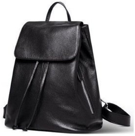 Середній жіночий рюкзак із фактурної шкіри чорного кольору Olivia Leather 77561