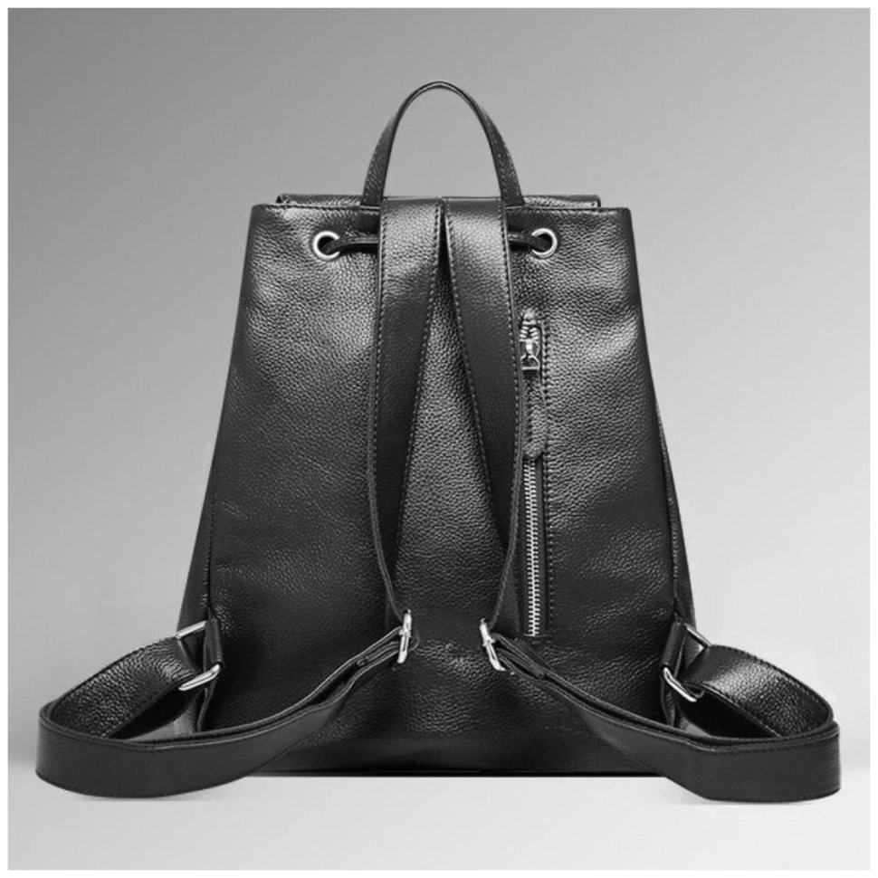 Средний женский рюкзак из фактурной кожи черного цвета Olivia Leather 77561