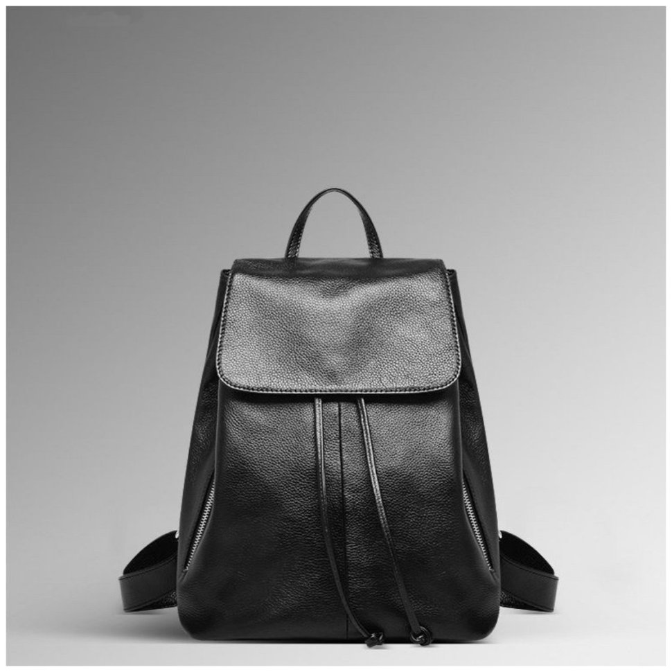 Средний женский рюкзак из фактурной кожи черного цвета Olivia Leather 77561