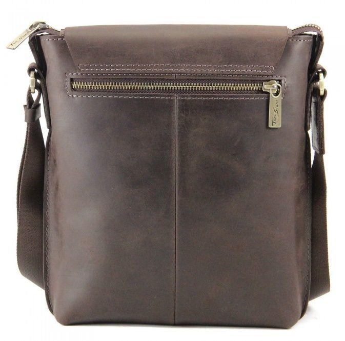Мужская наплечная сумка коричневого цвета из натуральной кожи Tom Stone (12176)