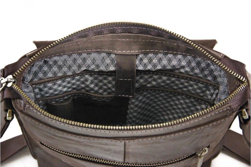 Мужская наплечная сумка коричневого цвета из натуральной кожи Tom Stone (12176)