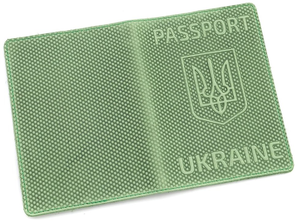 Обложка кожаная на паспорт c надписью Passport Ukraine 97761 цвет зеленый modnotak фото №4