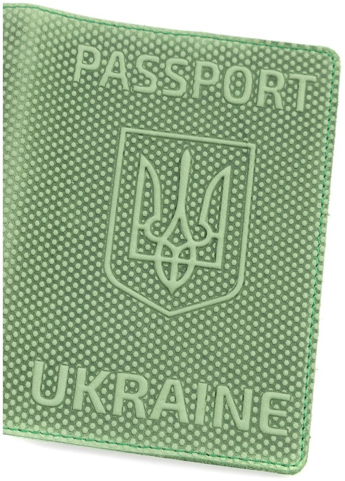 Обложка кожаная на паспорт c надписью Passport Ukraine 97761 цвет зеленый modnotak фото №5