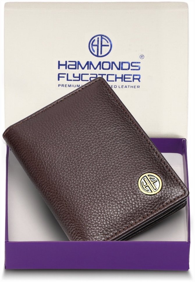 Картхолдер из коричневой кожи флотар на кнопке Hammonds Flycatcher CC606 с RFID-защитой 107961 modnotak фото №5