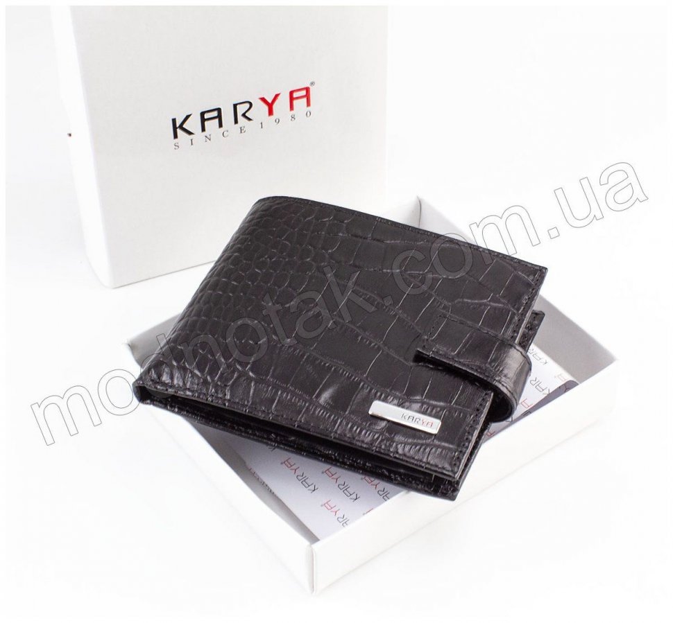 Солідний шкіряний гаманець з тисненням під рептилію KARYA (0440-53)