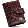 Кожаная визитница на кнопке с фактурной под крокодила Hammonds Flycatcher CC602 коричневая 108061 modnotak фото - 1