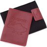 Красная обложка для паспорта из качественной итальянской кожи с принтом Карта Украины - Grande Pelle (21946) - 6