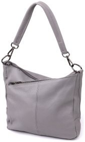 Городская женская сумка из натуральной кожи с двумя ремешками Vintage 98161 серого цвета