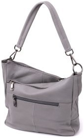 Городская женская сумка из натуральной кожи с двумя ремешками Vintage 98161 серого цвета