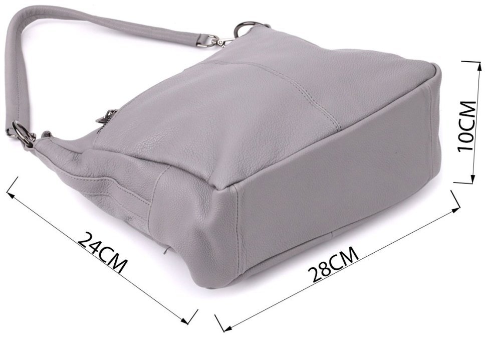 Городская женская сумка из натуральной кожи с двумя ремешками Vintage 98161 серого цвета modnotak фото №3