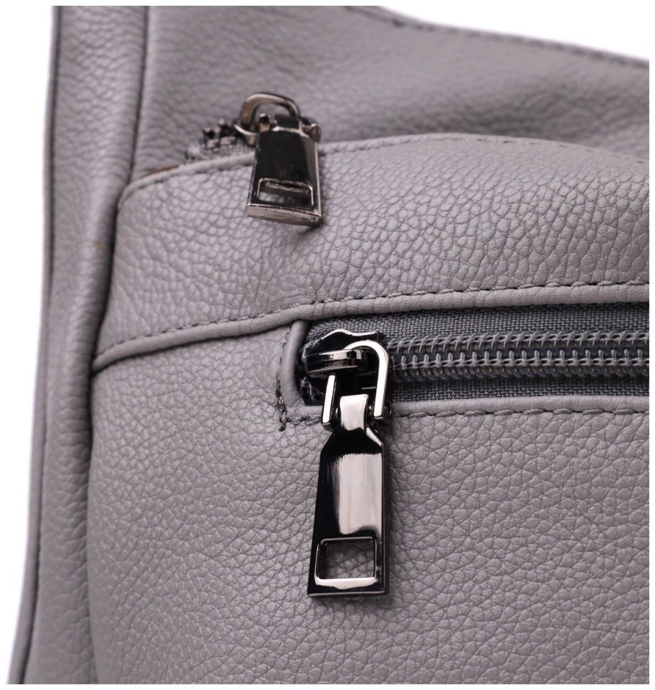 Городская женская сумка из натуральной кожи с двумя ремешками Vintage 98161 серого цвета modnotak фото №5
