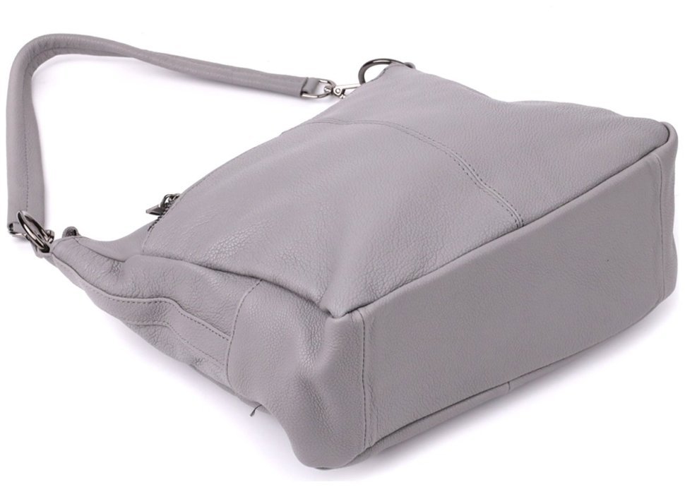 Городская женская сумка из натуральной кожи с двумя ремешками Vintage 98161 серого цвета modnotak фото №7