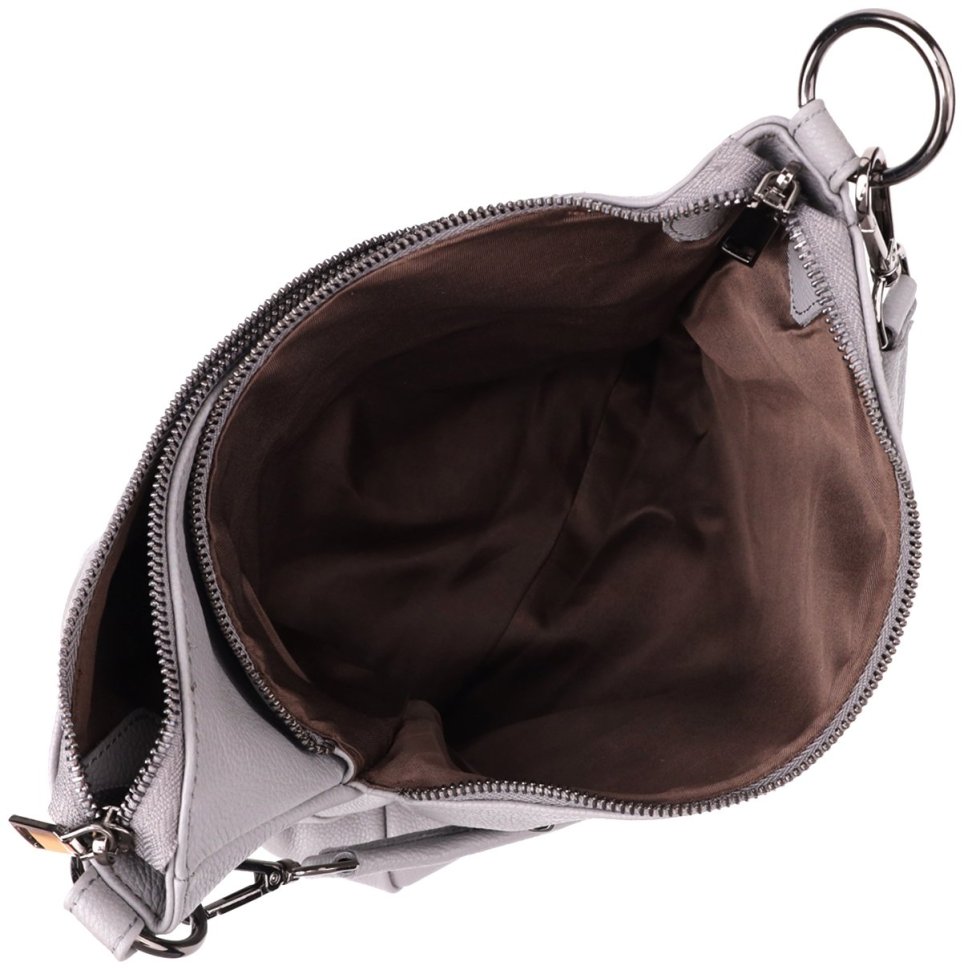 Городская женская сумка из натуральной кожи с двумя ремешками Vintage 98161 серого цвета modnotak фото №8