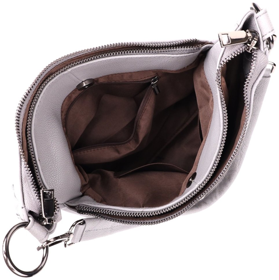 Городская женская сумка из натуральной кожи с двумя ремешками Vintage 98161 серого цвета modnotak фото №9