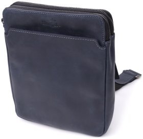 Винтажная мужская сумка через плечо с 2-мя основным отделением на молнии Shvigel синяя 108361