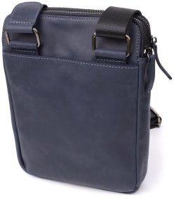 Винтажная мужская сумка через плечо с 2-мя основным отделением на молнии Shvigel синяя 108361