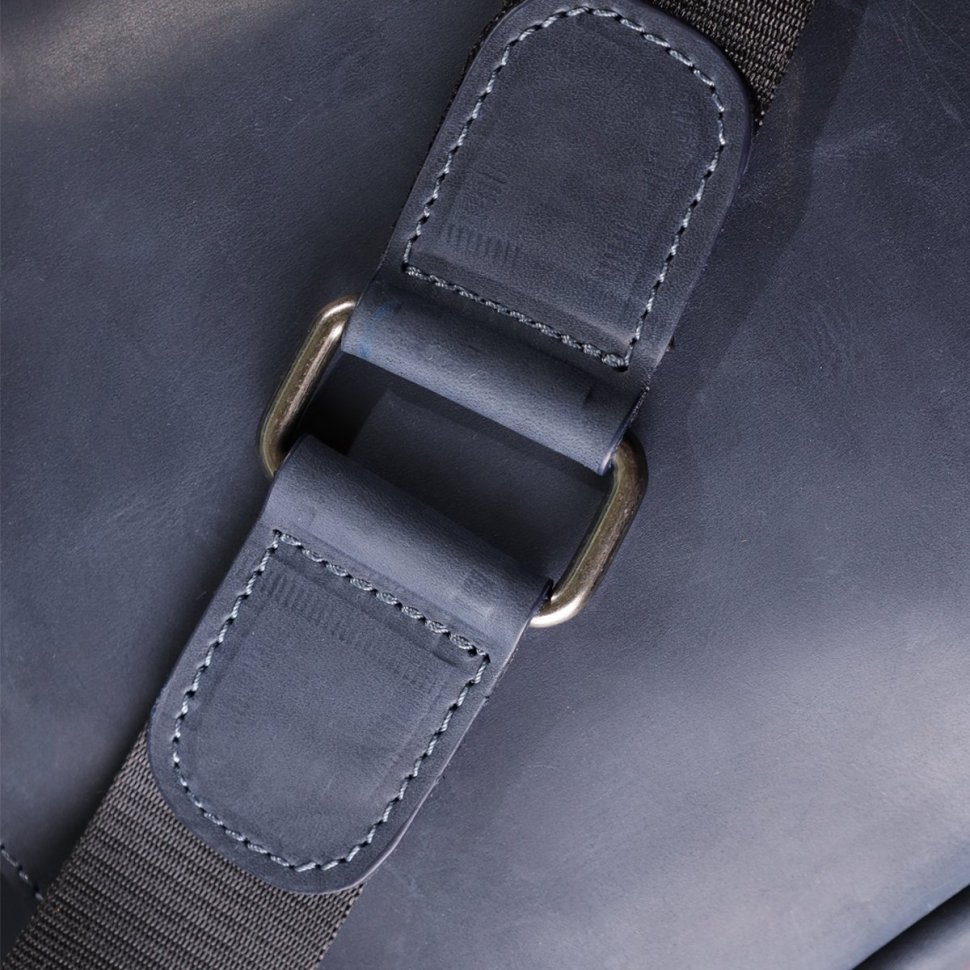 Винтажная мужская сумка через плечо с 2-мя основным отделением на молнии Shvigel синяя 108361 modnotak фото №10