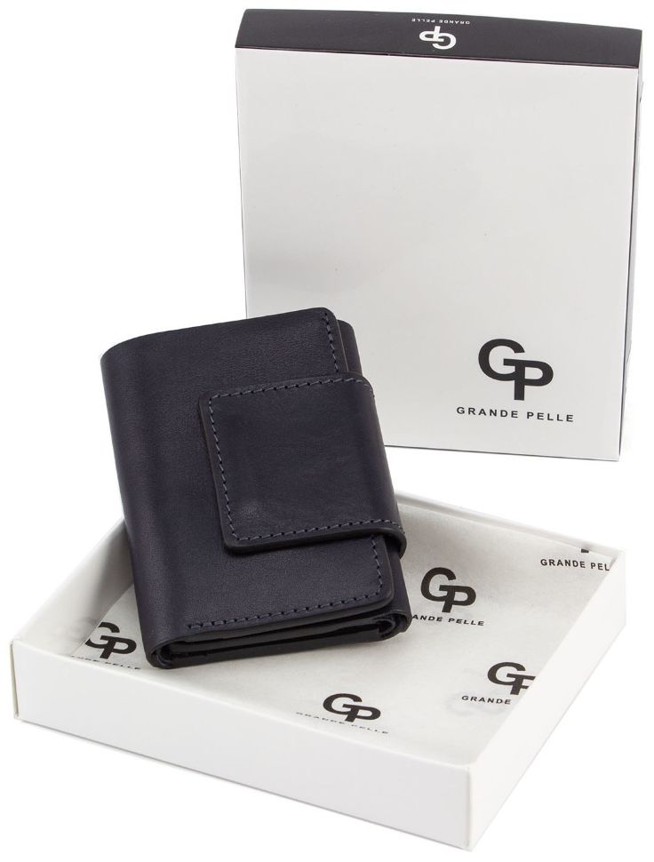Кожний маленький гаманець темно-синього кольору Grande Pelle (13010)