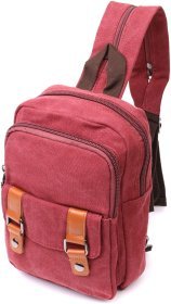 Бордова текстильна сумка-рюкзак з двома відділеннями із щільного текстилю Vintage 2422164