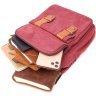 Бордова текстильна сумка-рюкзак з двома відділеннями із щільного текстилю Vintage 2422164 - 6