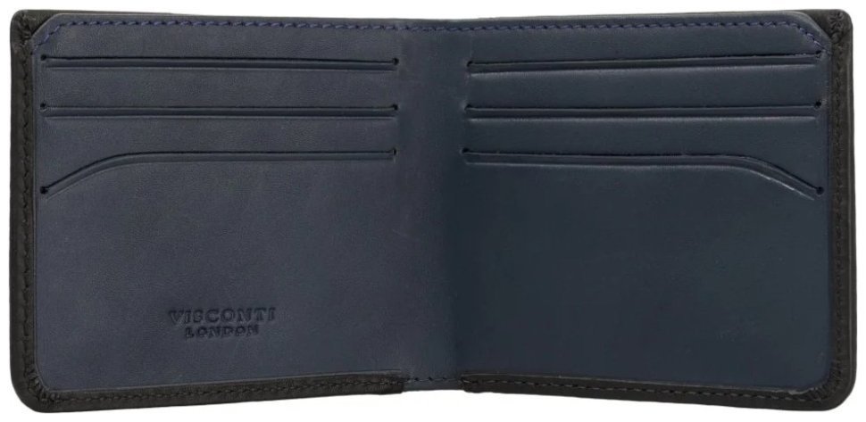 Винтажный мужской кошелек без застежки черно-синего цвета Visconti VSL 42 без монетницы 108561 modnotak фото №2