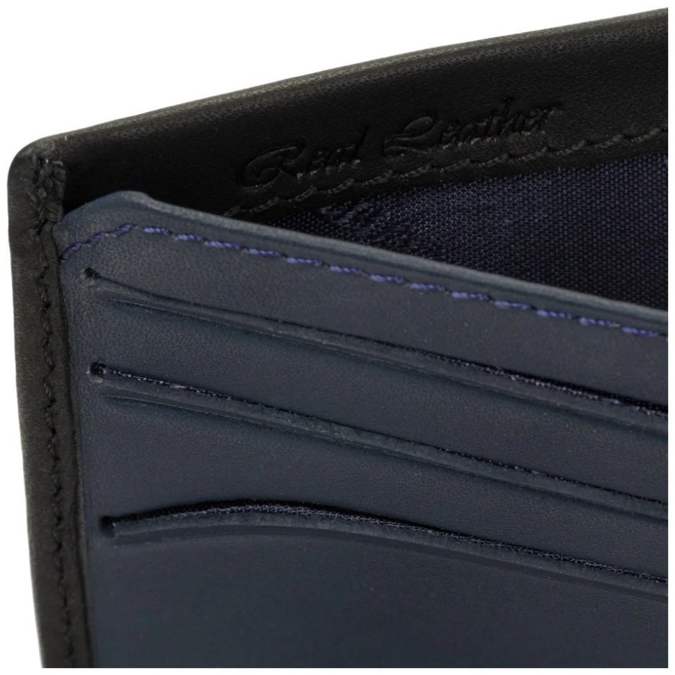 Винтажный мужской кошелек без застежки черно-синего цвета Visconti VSL 42 без монетницы 108561 modnotak фото №6