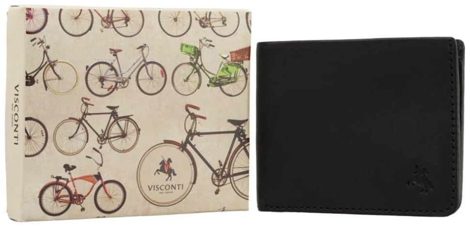 Винтажный мужской кошелек без застежки черно-синего цвета Visconti VSL 42 без монетницы 108561 modnotak фото №7