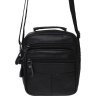 Мужская недорогая кожаная сумка-барсетка черного цвета с ручкой Keizer (22057) - 2