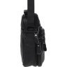 Мужская недорогая кожаная сумка-барсетка черного цвета с ручкой Keizer (22057) - 4
