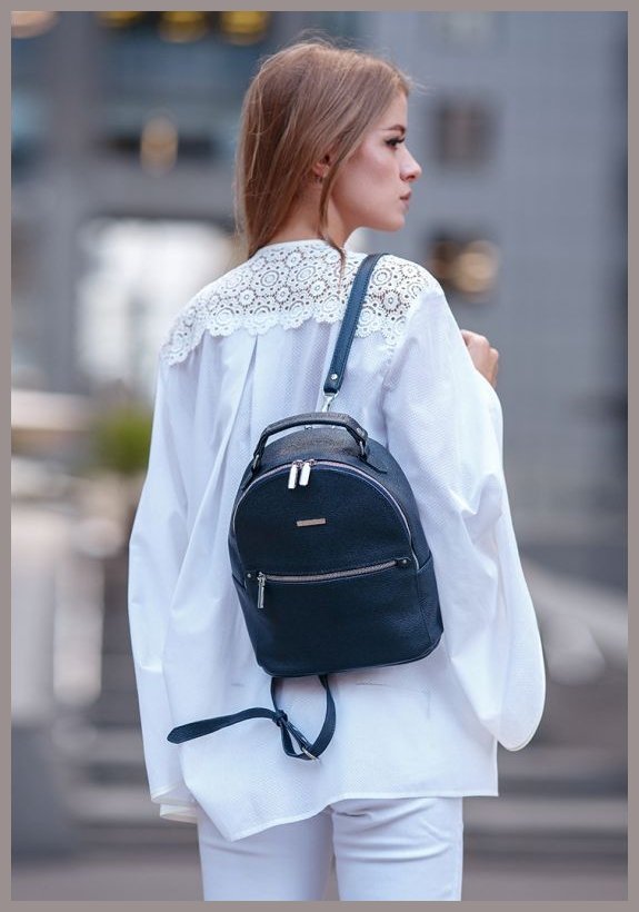 Темно-синя жіноча сумка-рюкзак із натуральної гладкої шкіри BlankNote Kylie 78661