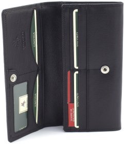 Женский качественный кожаный кошелек крупного размера в черном цвете Visconti 68861