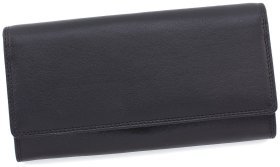 Жіночий якісний шкіряний гаманець великого розміру у чорному кольорі Visconti 68861