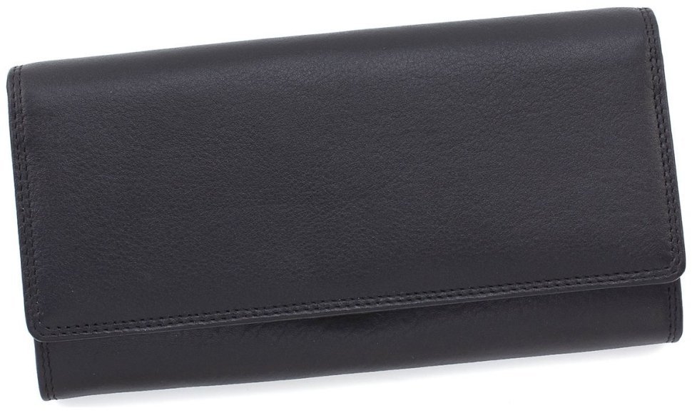 Женский качественный кожаный кошелек крупного размера в черном цвете Visconti 68861
