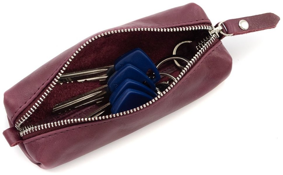 Якісна бордова жіноча ключниця з італійської шкіри Grande Pelle (19468) modnotak фото №2