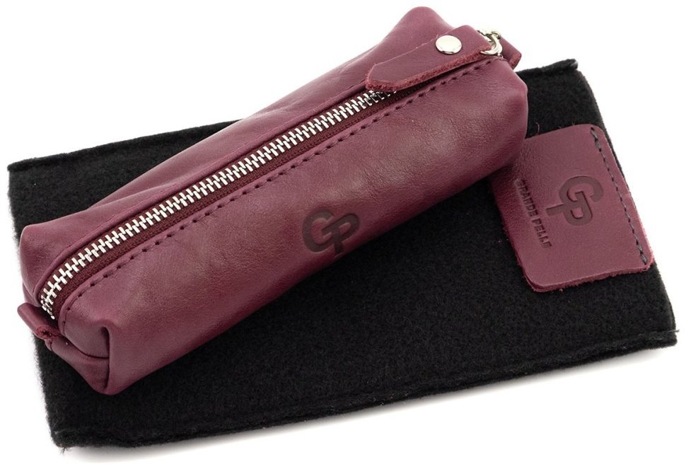 Якісна бордова жіноча ключниця з італійської шкіри Grande Pelle (19468) modnotak фото №6