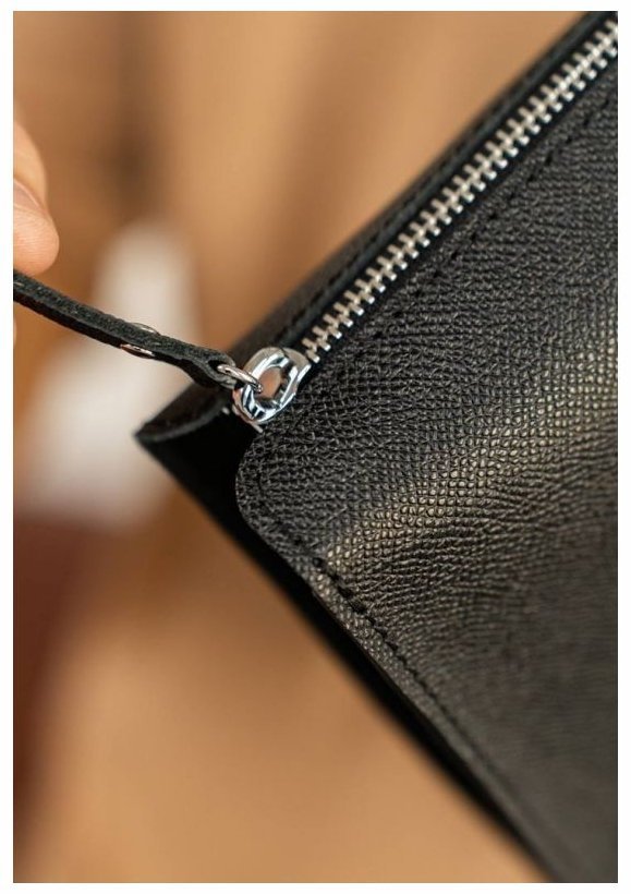 Стильная сумка-клатч из натуральной кожи сафьяно в черном цвете BlankNote 79061 modnotak фото №10