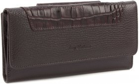 Кожаный женский кошелек коричневого цвета с двумя вместительными отделами Tony Bellucci (10870)