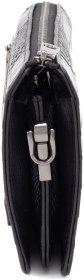 Черный мужской клатч из натуральной кожи под рептилию на одну молнию H.T. Leather 79461